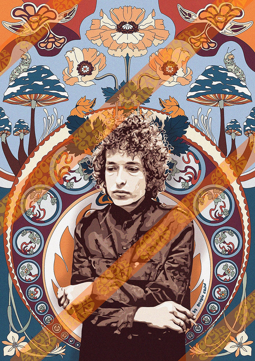 Bob Dylan Psychedelic Pop Art Canvas Print & Poster Wall Art - AI PRINT LAB